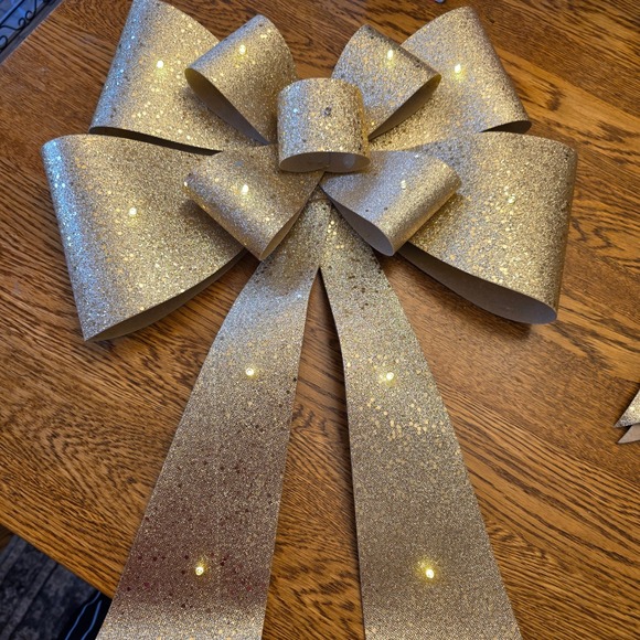 Gold Glitter Christmas Wedding  LED Lights Battery Operated Decoration 24" - Picture 4 of 14